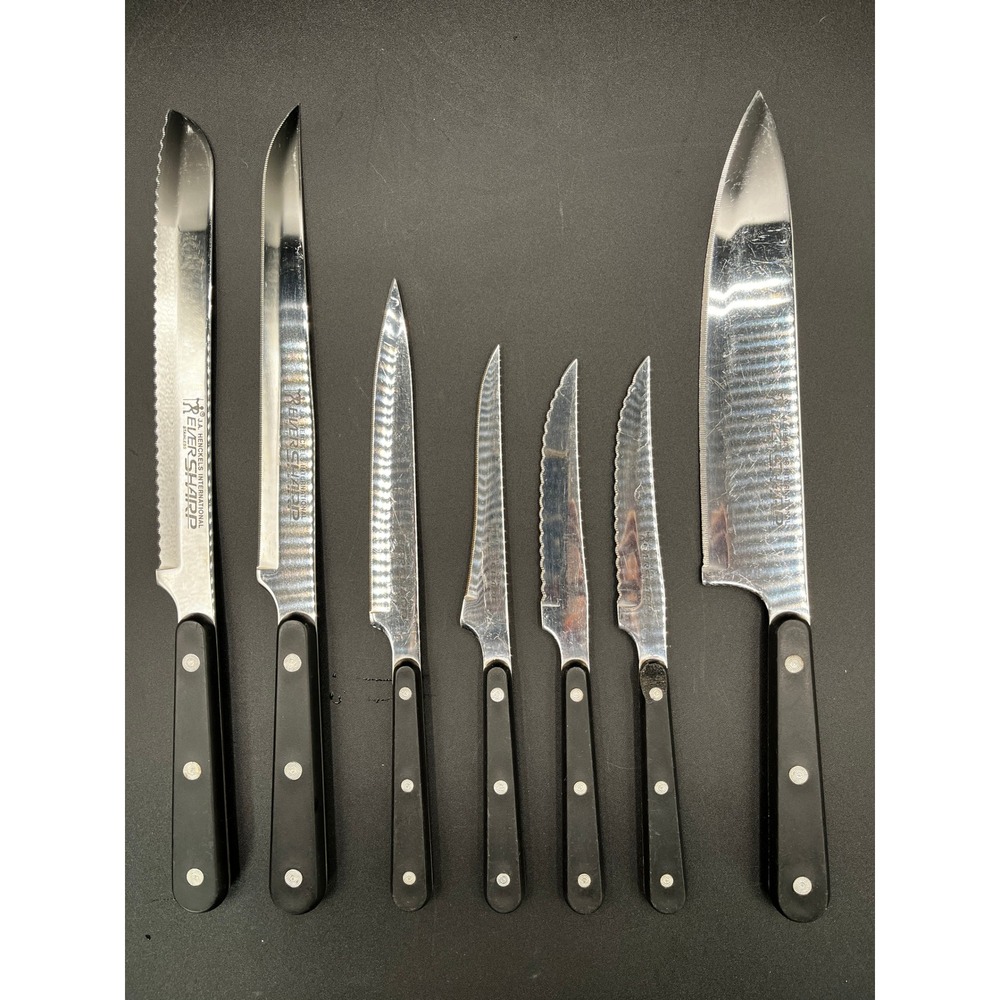 Ever Sharp‎ Kitchen Knife Set 7 Pc Serrated Straight Stainless Chefs Boning Vtg
